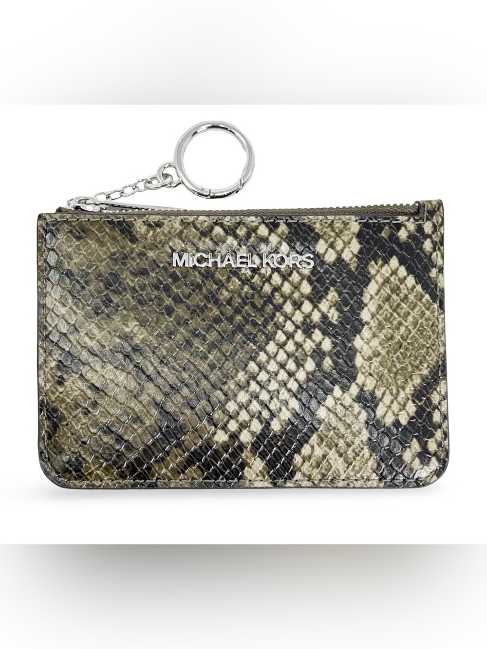 Michael Kors Jet Set Travel Zip Coin Pouch w/ ID cover in brown-ish snake print
